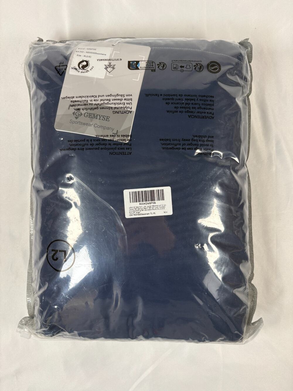 GEMYSE XL Womens Ski Jacket Waterproof Hooded Snow Coat Sealed Blue b